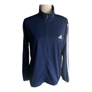 NWT-ADIDAS-NAVY BLUE AND WHITE JACKET-SIZE LARGE